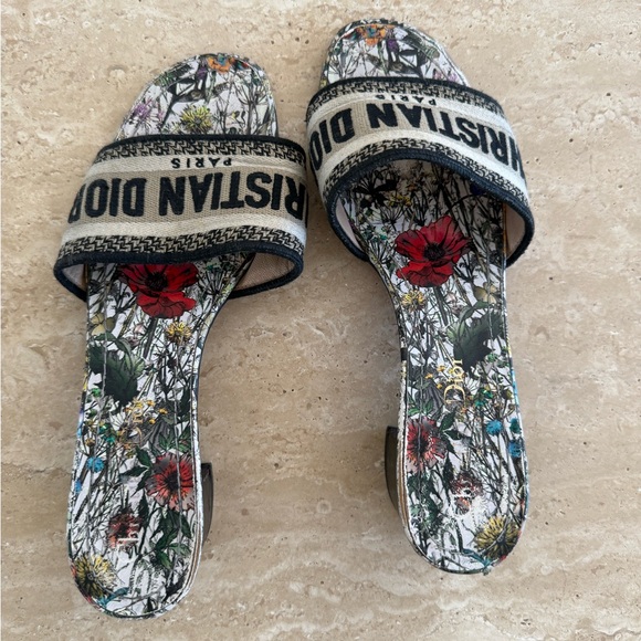 Dior Women's Floral Mules - Black and Multicolor - Picture 6 of 7